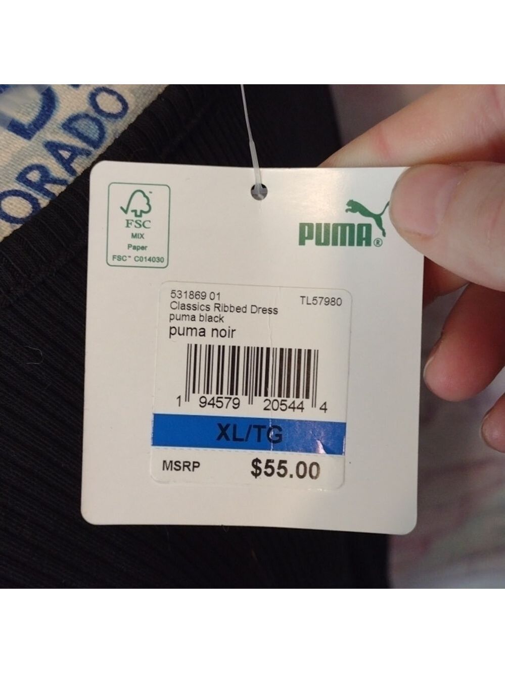 PUMA Black Classics Ribbed Bodycon Dress Size XL - Picture 5 of 8